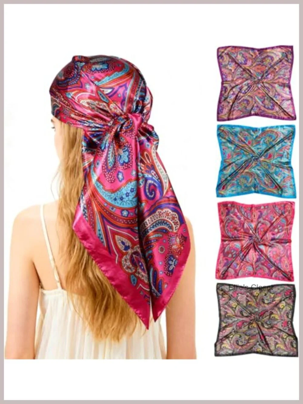 Silk Head Scarf Women 35 inch Satin Hair Wraps Sleeping Bandana Neck Scarf 4